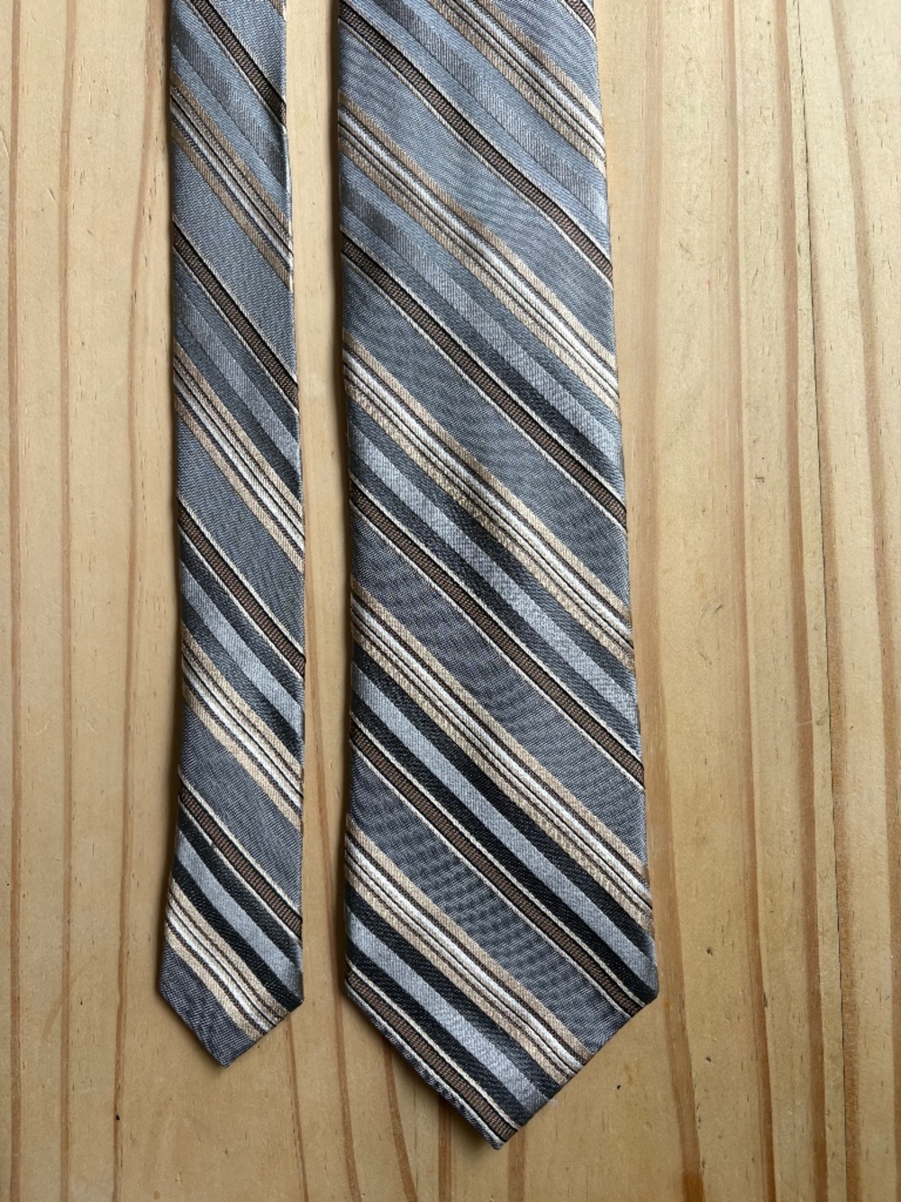 Perry Ellis Portfolio Silk Striped Classic Tie - Silver/Bronze